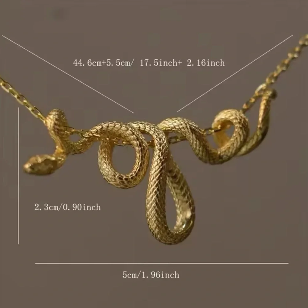 Gold Coiled Serpent Snake Hanging Gothic Punk Biker Pendant Necklace